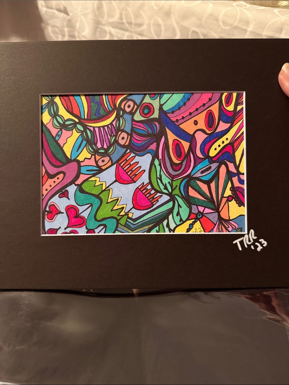 Original hand drawn intuitive abstract art. Art is 5 x 7, with mat 8 x 10”
